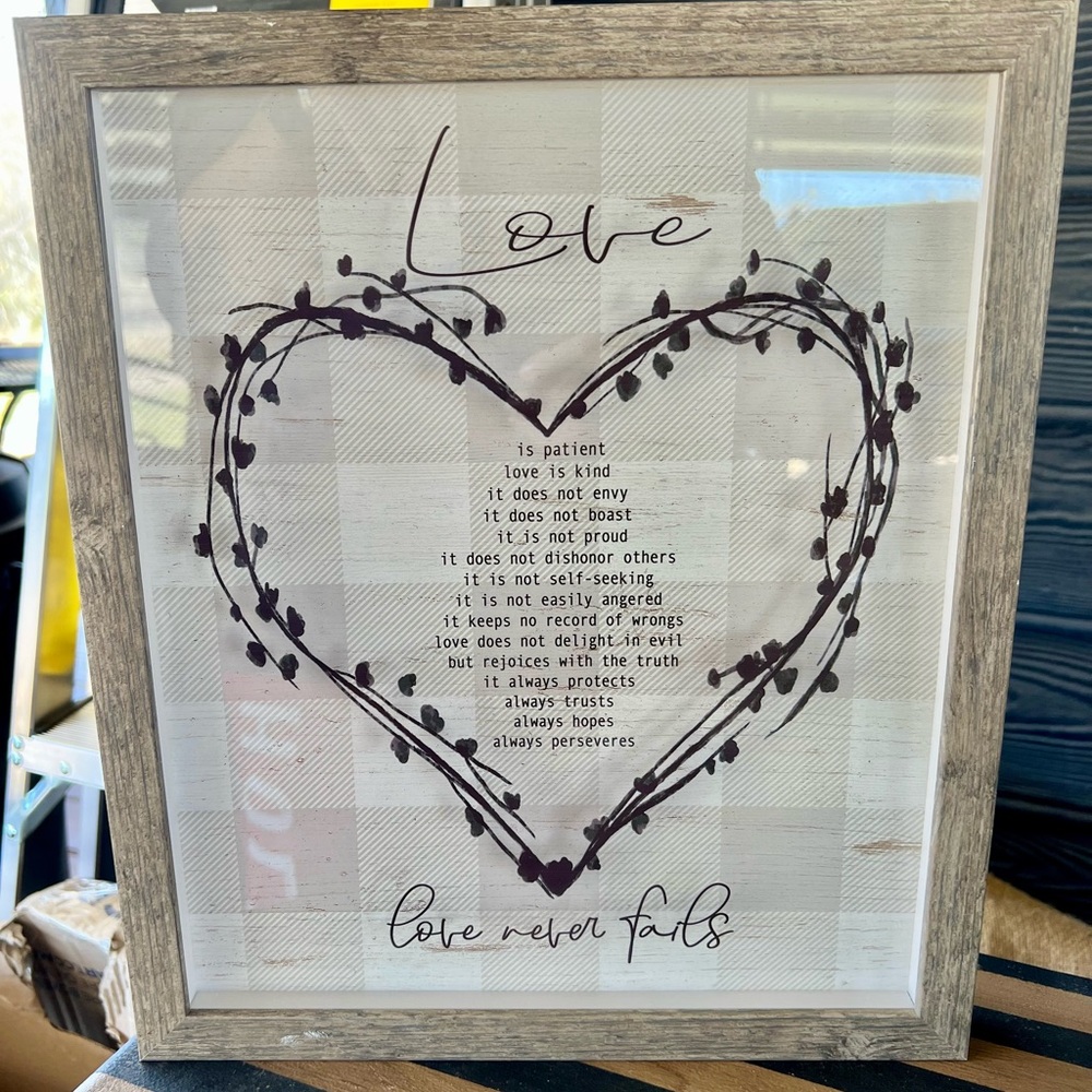 Love Never Fails Framed Wall Art - Gray